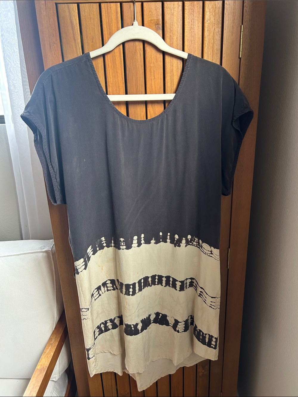 Black and Cream Tie-Dye T-shirt Dress